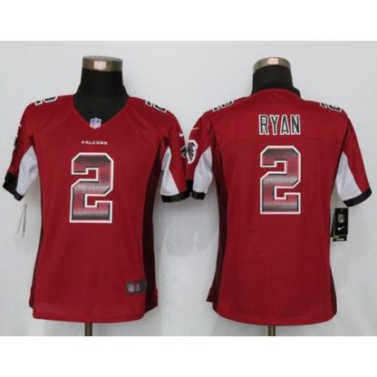 Nike Atlanta Falcons #2 Matt Ryan Red Team Color Women's Stitched NFL Elite Strobe Jersey