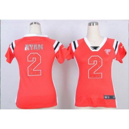 Nike Atlanta Falcons #2 Matt Ryan Red Team Color Women's Stitched NFL Elite Draft Him Shimmer Jersey