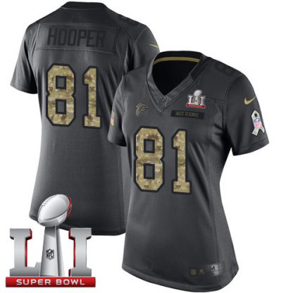 Nike Atlanta Falcons #81 Austin Hooper Black Super Bowl LI 51 Women's Stitched NFL Limited 2016 Salute to Service Jersey