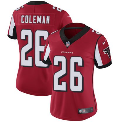 Nike Atlanta Falcons #26 Tevin Coleman Red Team Color Women's Stitched NFL Vapor Untouchable Limited Jersey