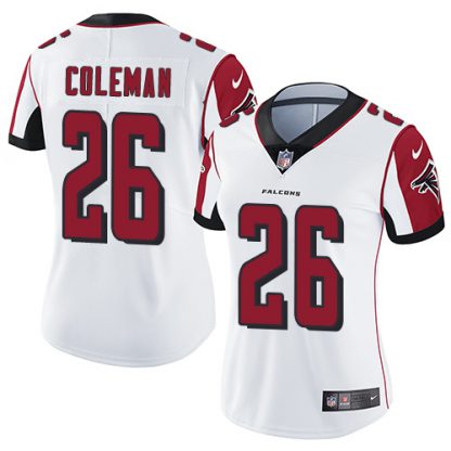 Nike Atlanta Falcons #26 Tevin Coleman White Women's Stitched NFL Vapor Untouchable Limited Jersey