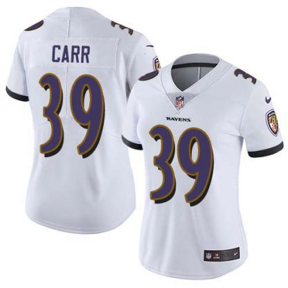 Nike Baltimore Ravens #39 Brandon Carr White Women's Stitched NFL Vapor Untouchable Limited Jersey
