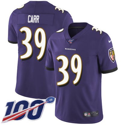 Nike Baltimore Ravens #39 Brandon Carr Purple Team Color Youth Stitched NFL 100th Season Vapor Untouchable Limited Jersey