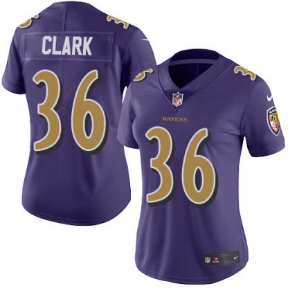 Nike Baltimore Ravens #36 Chuck Clark Purple Women's Stitched NFL Limited Rush Jersey