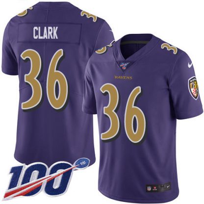 Nike Baltimore Ravens #36 Chuck Clark Purple Youth Stitched NFL Limited Rush 100th Season Jersey