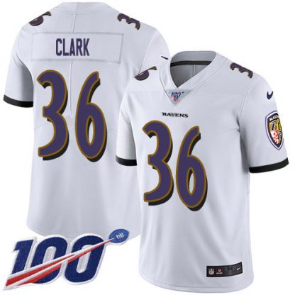Nike Baltimore Ravens #36 Chuck Clark White Men's Stitched NFL 100th Season Vapor Untouchable Limited Jersey