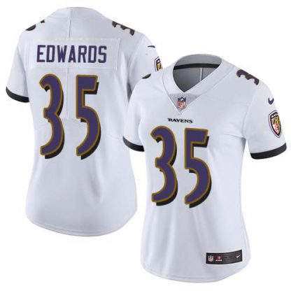 Nike Baltimore Ravens #35 Gus Edwards White Women's Stitched NFL Vapor Untouchable Limited Jersey