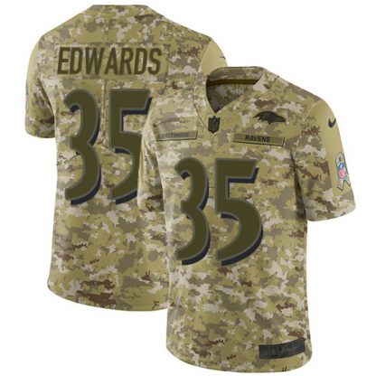 Nike Baltimore Ravens #35 Gus Edwards Camo Youth Stitched NFL Limited 2018 Salute To Service Jersey