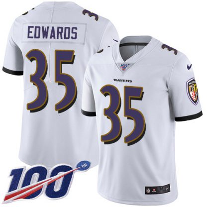 Nike Baltimore Ravens #35 Gus Edwards White Men's Stitched NFL 100th Season Vapor Untouchable Limited Jersey