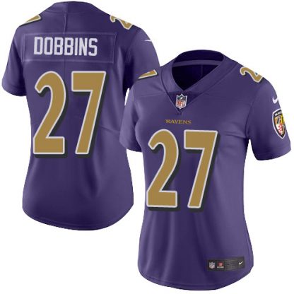 Nike Baltimore Ravens #27 J.K. Dobbins Purple Women's Stitched NFL Limited Rush Jersey