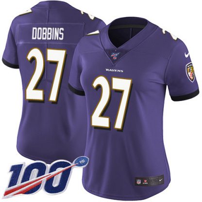 Nike Baltimore Ravens #27 J.K. Dobbins Purple Team Color Women's Stitched NFL 100th Season Vapor Untouchable Limited Jersey