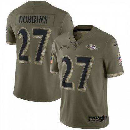 Baltimore Baltimore Ravens #27 J.K. Dobbins Nike Men's 2022 Salute To Service Limited Jersey - Olive