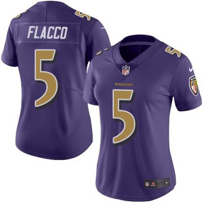 Nike Baltimore Ravens #5 Joe Flacco Purple Women's Stitched NFL Limited Rush Jersey