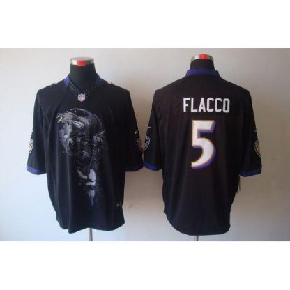Nike Baltimore Ravens #5 Joe Flacco Black Alternate Men's Stitched NFL Helmet Tri-Blend Limited Jersey