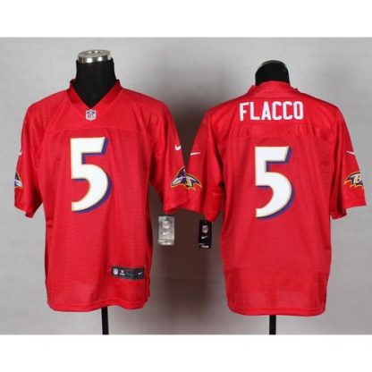 Nike Baltimore Ravens #5 Joe Flacco Red Men's Stitched NFL Elite QB Practice Jersey