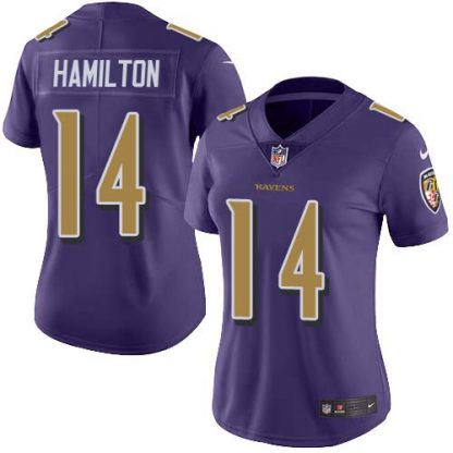 Nike Baltimore Ravens #14 Kyle Hamilton Purple Women's Stitched NFL Limited Rush Jersey