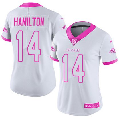 Nike Baltimore Ravens #14 Kyle Hamilton White/Pink Women's Stitched NFL Limited Rush Fashion Jersey