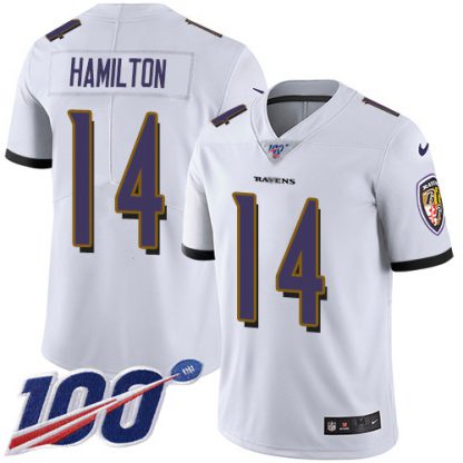 Nike Baltimore Ravens #14 Kyle Hamilton White Men's Stitched NFL 100th Season Vapor Untouchable Limited Jersey