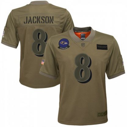 Youth Baltimore Baltimore Ravens #8 Lamar Jackson Nike Camo 2019 Salute to Service Game Jersey