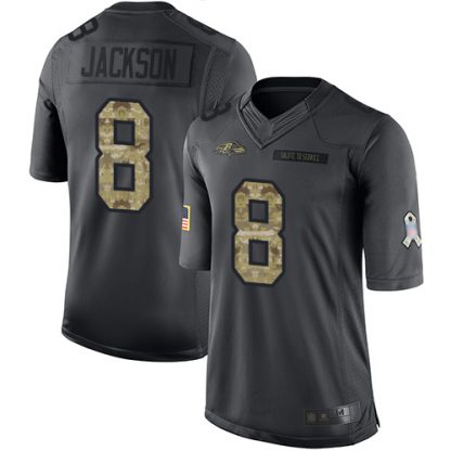 Nike Baltimore Ravens #8 Lamar Jackson Black Youth Stitched NFL Limited 2016 Salute to Service Jersey