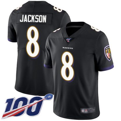 Nike Baltimore Ravens #8 Lamar Jackson Black Alternate Youth Stitched NFL 100th Season Vapor Limited Jersey