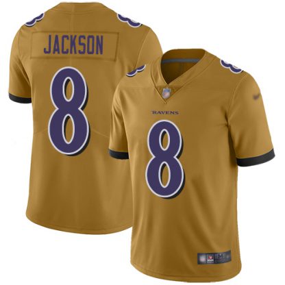 Nike Baltimore Ravens #8 Lamar Jackson Gold Men's Stitched NFL Limited Inverted Legend Jersey
