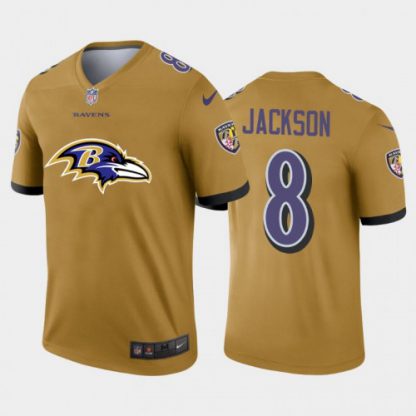 Baltimore Baltimore Ravens #8 Lamar Jackson Gold Men's Nike Big Team Logo Vapor Limited NFL Jersey