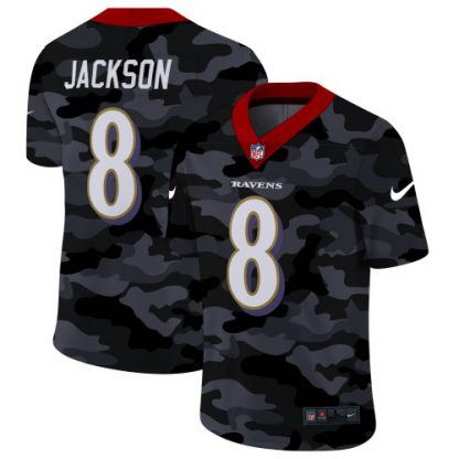 Baltimore Baltimore Ravens #8 Lamar Jackson Men's Nike 2020 Black CAMO Vapor Untouchable Limited Stitched NFL Jersey