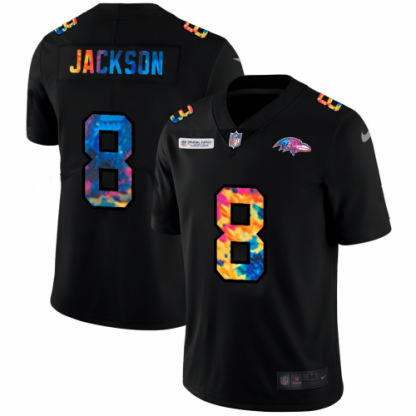 Baltimore Baltimore Ravens #8 Lamar Jackson Men's Nike Multi-Color Black 2020 NFL Crucial Catch Vapor Untouchable Limited Jersey