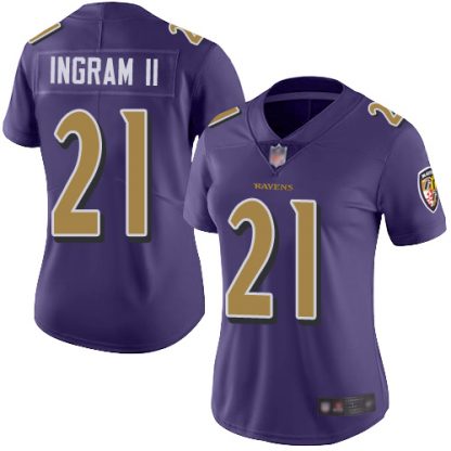 Nike Baltimore Ravens #21 Mark Ingram II Purple Women's Stitched NFL Limited Rush Jersey