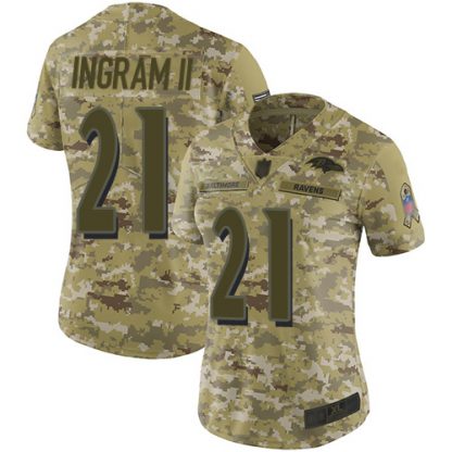 Nike Baltimore Ravens #21 Mark Ingram II Camo Women's Stitched NFL Limited 2018 Salute to Service Jersey