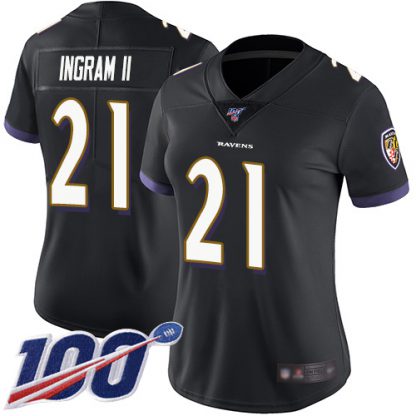Nike Baltimore Ravens #21 Mark Ingram II Black Alternate Women's Stitched NFL 100th Season Vapor Limited Jersey