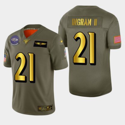 Baltimore Baltimore Ravens #21 Mark Ingram II Men's Nike Olive Gold 2019 Salute to Service Limited NFL 100 Jersey