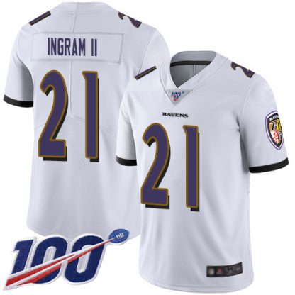 Nike Baltimore Ravens #21 Mark Ingram II White Men's Stitched NFL 100th Season Vapor Limited Jersey