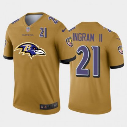 Baltimore Baltimore Ravens #21 Mark Ingram II Gold Men's Nike Big Team Logo Player Vapor Limited NFL Jersey