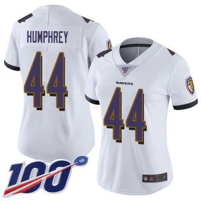 Nike Baltimore Ravens #44 Marlon Humphrey White Women's Stitched NFL 100th Season Vapor Limited Jersey