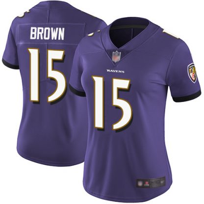 Nike Baltimore Ravens #15 Marquise Brown Purple Team Color Women's Stitched NFL Vapor Untouchable Limited Jersey