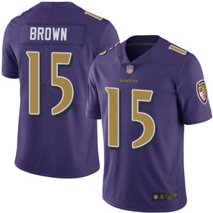 Nike Baltimore Ravens #15 Marquise Brown Purple Youth Stitched NFL Limited Rush Jersey
