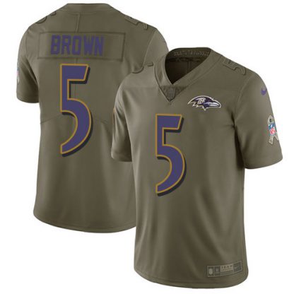 Nike Baltimore Ravens #5 Marquise Brown Olive Youth Stitched NFL Limited 2017 Salute To Service Jersey