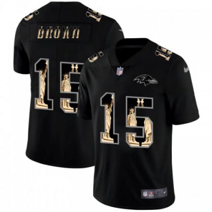 Baltimore Baltimore Ravens #15 Marquise Brown Carbon Black Vapor Statue Of Liberty Limited NFL Jersey