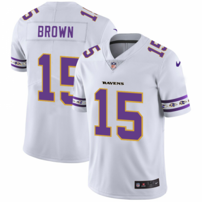 Baltimore Baltimore Ravens #15 Marquise Brown Nike White Team Logo Vapor Limited NFL Jersey