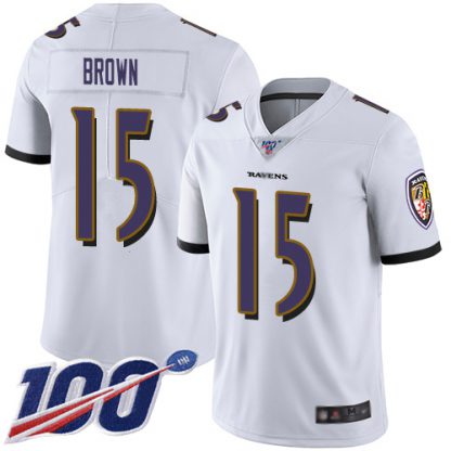 Nike Baltimore Ravens #15 Marquise Brown White Men's Stitched NFL 100th Season Vapor Limited Jersey