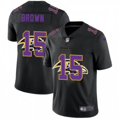 Baltimore Baltimore Ravens #15 Marquise Brown Men's Nike Team Logo Dual Overlap Limited NFL Jersey Black