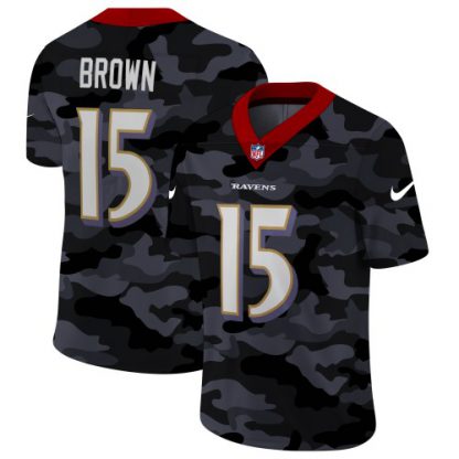 Baltimore Baltimore Ravens #15 Marquise Brown Men's Nike 2020 Black CAMO Vapor Untouchable Limited Stitched NFL Jersey