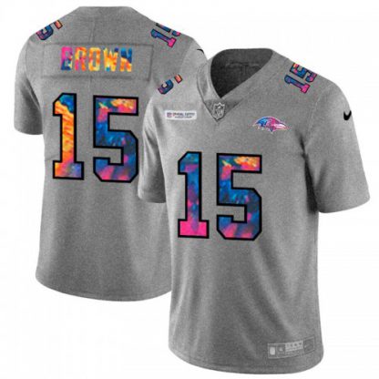 Baltimore Baltimore Ravens #15 Marquise Brown Men's Nike Multi-Color 2020 NFL Crucial Catch NFL Jersey Greyheather