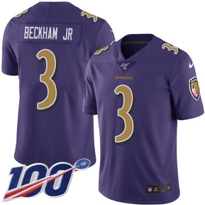 Nike Baltimore Ravens #3 Odell Beckham Jr. Purple Youth Stitched NFL Limited Rush 100th Season Jersey