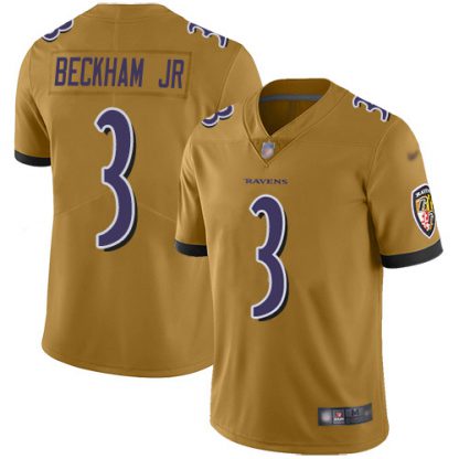 Nike Baltimore Ravens #3 Odell Beckham Jr. Gold Youth Stitched NFL Limited Inverted Legend Jersey