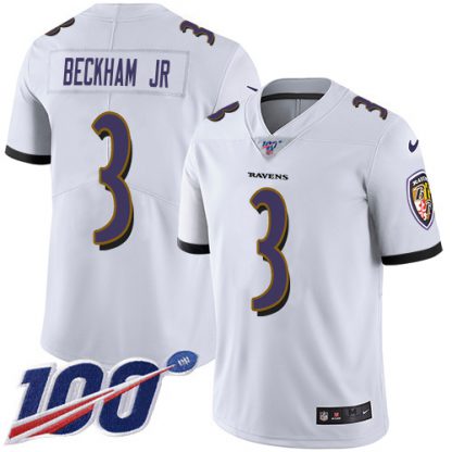 Nike Baltimore Ravens #3 Odell Beckham Jr. White Men's Stitched NFL 100th Season Vapor Untouchable Limited Jersey