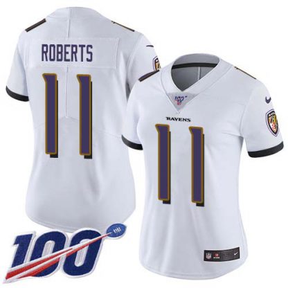Nike Baltimore Ravens #11 Seth Roberts White Women's Stitched NFL 100th Season Vapor Untouchable Limited Jersey