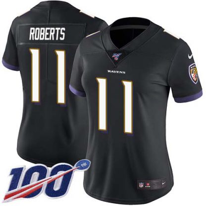 Nike Baltimore Ravens #11 Seth Roberts Black Alternate Women's Stitched NFL 100th Season Vapor Untouchable Limited Jersey